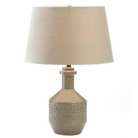 Nikki Chu Gray Porcelain Table Lamp with Linen Shade