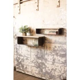 Set Of Two Metal And Wood Shelves