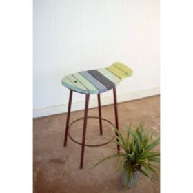Painted Wood And Metal Fish Counter Stool