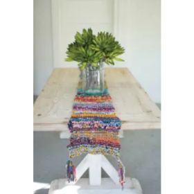 Knitted Kantha Runner With Tassels