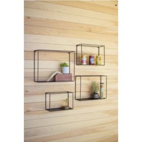 Set Of Four Metal Shelves - Black