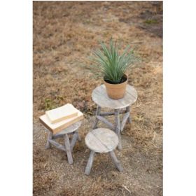 Set Of Three Recycled Wooden Display Stools