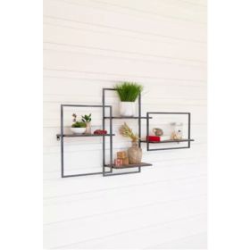 Multi Level Wood And Metal Wall Shelf