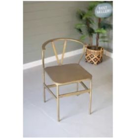 Antique Brass Finish Metal Wishbone Chair