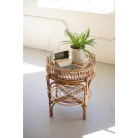 Round Cane Table With Removable Tray