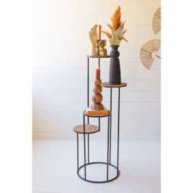 Four Tiered Wood And Metal Round Display