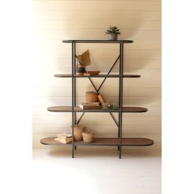 Oval Wood And Metal Four Tiered Display Shelf