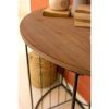 Wood And Metal Demi-Lune Side Table