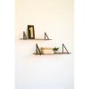 Set Of Two Metal Strapped Wood Shelves
