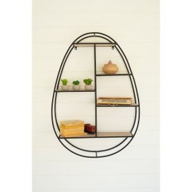 Oval Metal And Wood Wall Shelf