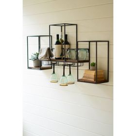 Metal And Wood Cubed Wall Wine Bar