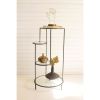 Four Tiered Metal Accent Table With Round Glass Shelves