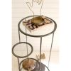 Four Tiered Metal Accent Table With Round Glass Shelves