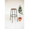 Metal Bar Stool With Round Wooden Seat
