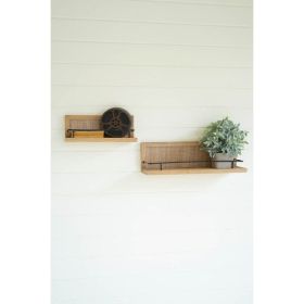 Set Of Two Wood And Metal Wall Shelves