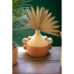 Ivory-Dipped Clay Vase With Squiggle Handles