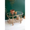 Oval Cane Table With Glass Top