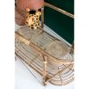 Oval Cane Table With Glass Top
