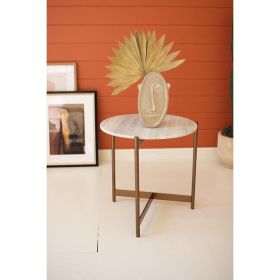 Iron Side Table With Marble Top