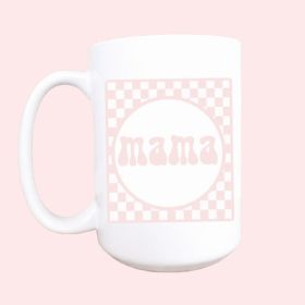 Mama retro checker ceramic coffee mug
