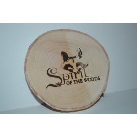 Birch Log Coasters set of six With Wood Burned Spirit of the Woods Logo