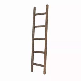 5 Step Rustic Espresso Gray Wood Ladder Shelf