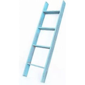 5 Step Rustic Turquoise Wood Ladder Shelf