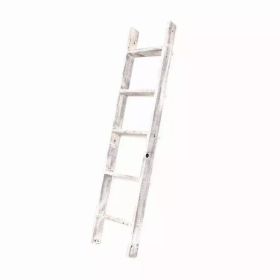 4 Step Rustic White Wood Ladder Shelf