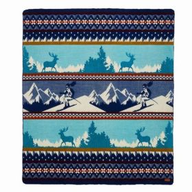 Queen Size Ultra Soft Blue Ski Mountain Handmade Woven Blanket