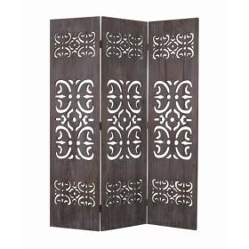 1" x 52" x 67" Brown 3 Panel Wood  Screen