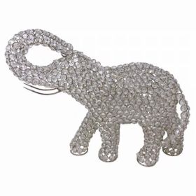 Elephant Sculpture on Faux Crystals Frame Decorative Table Top