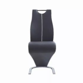 Set of 2 Grey and White Z style design Dining Chairs with Metalic Base and Seat Back Handle
