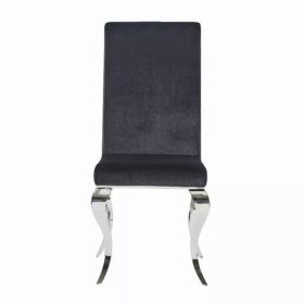 Set of 2 Black Dining Chairs with Silver Tone Legs