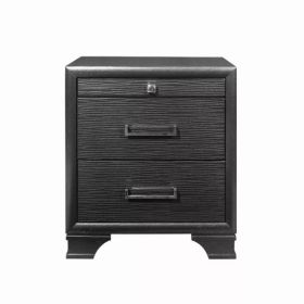 Grey Nightstand with 3 Drawers