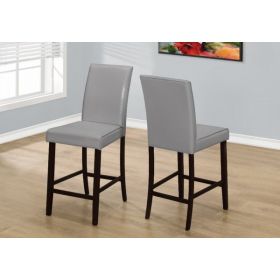 Two 40" Grey Leather Look Solid Wood and MDF Counter Height Dining Chairs