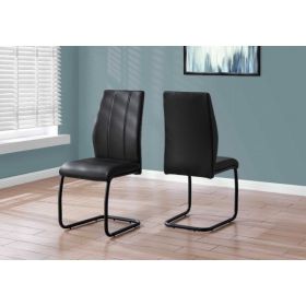 Two 77.5" Black Leather Look Chrome Metal and Foam Dining Chairs