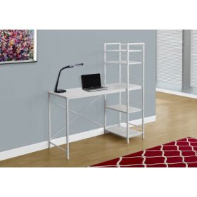 55" MDF and White Metal Computer Desk
