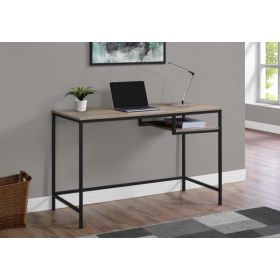 30" Dark Taupe MDF and Black Metal Computer Desk