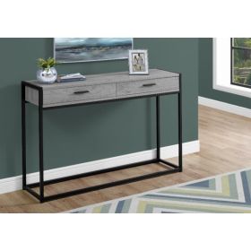 32" Grey Finish and Black Metal Accent Table