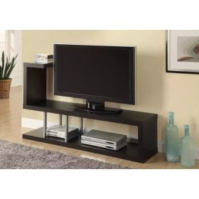 35.25" Cappuccino Particle Board Hollow Core and Silver Metal TV Stand