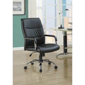 41.5" Black Leather Look  Foam  and Metal Office Chair