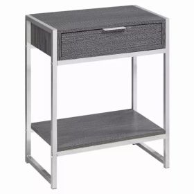 12.75" x 19.5" x 23.75" Grey Finish and Metal Accent Table