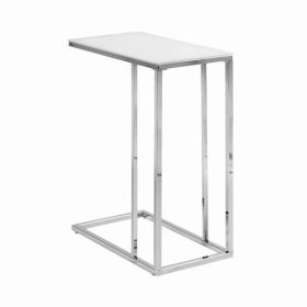 18.25" x 10.25" x 24" Chrome Metal Tempered Glass Accent Table