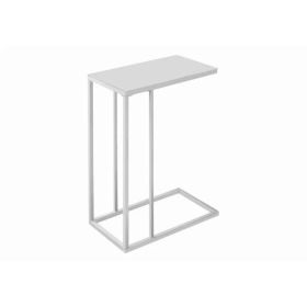 18.25" x 10.25" x 24" White Metal Tempered Glass Accent Table