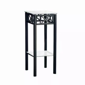 12" x 12" x 28" Black Clear Tempered Glass Metal  Coat Rack