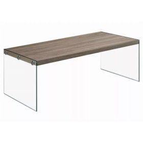 22" x 44" x 16" Dark Taupe  Tempered Glass  Coffee Table