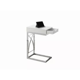 15.75" x 10.25" x 24.5" White Finish Drawer Accent Table