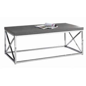 17" Grey Particle Board and Chrome Metal Coffee Table