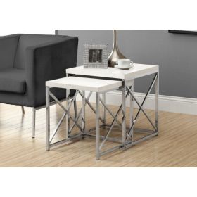 40.5" Particle Board and Chrome Metal Two Pieces Nesting Table Set