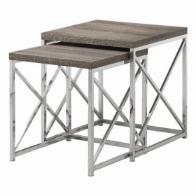 37.25" x 37.25" x 40.5" Dark Taupe Particle Board Metal  2Pieces Nesting Table Set